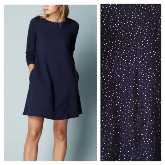 Boden off duty swing dress metallic polka dot pockets - Picture 1 of 7